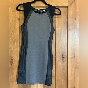 Black and gray H&M faux leather and sheer mini dress